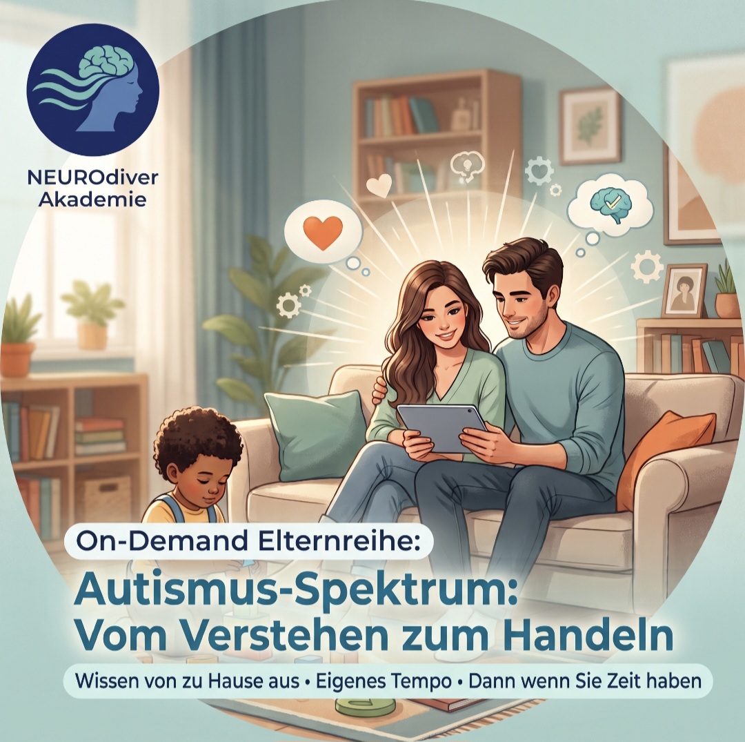 Poster der On-Demand-Elternreihe „Das Autismus-Spektrum“ der NEUROdiver Akademie